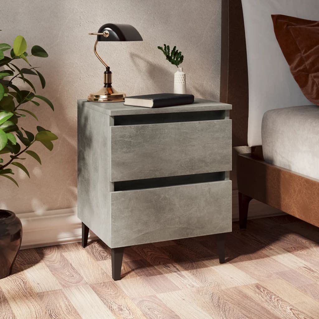 FIRBNUS Bedside Table Nachtkonsole Beistelltisch mit Stauraum Night Stand Nachttisch Betongrau 40x35