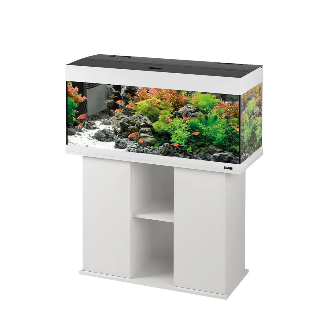 Ferplast Hydor Holz-Aquarienschrank STAND DUBAI 100 WHITE, Push-Pull-Türen, wasserabweisende Obersei