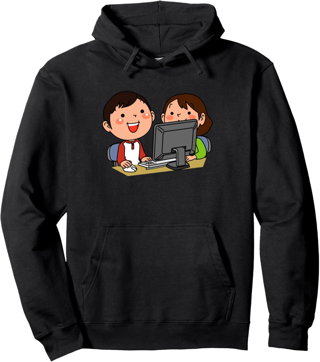 Kinder benutzen den Computer Pullover Hoodie