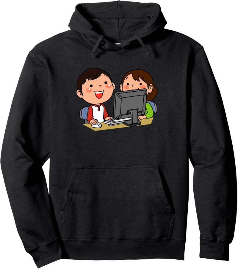 Kinder benutzen den Computer Pullover Hoodie