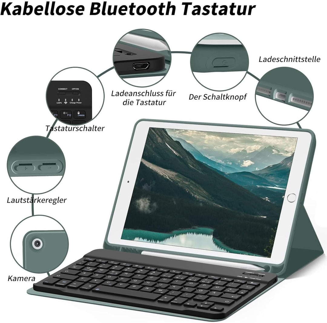 aoub Hülle mit Tastatur für iPad 9. Generation/iPad 8. Generation/iPad 7. Generation, für iPad 10,2