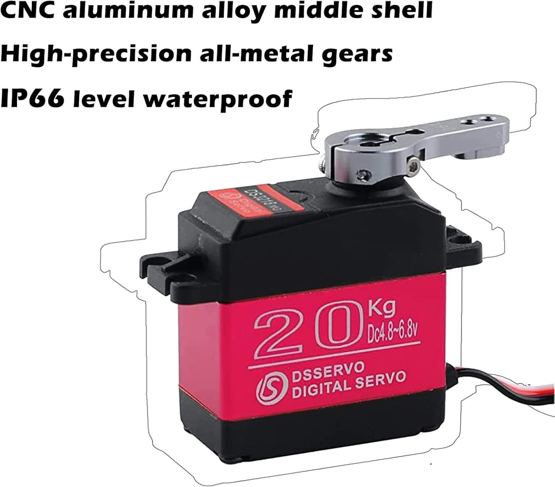 Wishiot RC Digital Servo 20KG wasserdichtes Servo Full Metal Gear 270 Grad für DIY Baja Car Crawler
