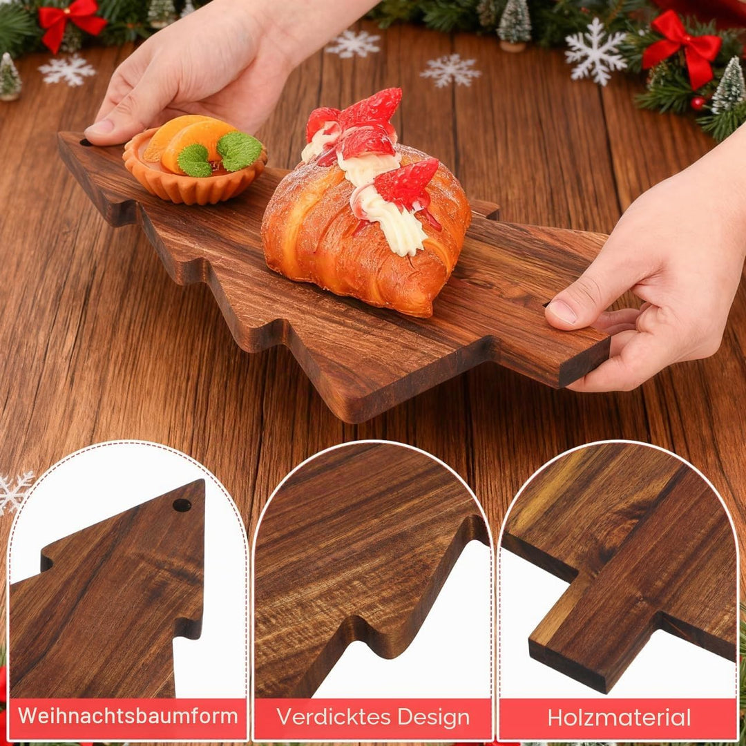 Hemobllo Weihnachtsbaum Charcuterie Brett Holz–38cm x 24cm Käse Schneidebrett, Servierplatte für Wur