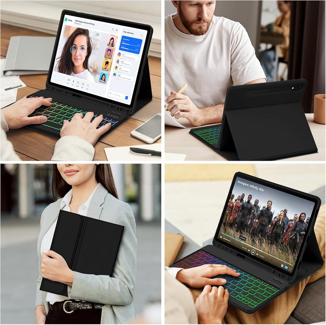 Bettdow für Samsung Galaxy Tab S10+/S10 Plus Tastatur Hülle, QWERTZ Layout Abnehmbarer Beleuchtete T