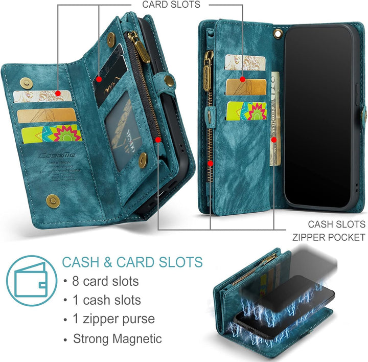 UFinetech Magnetische iPhone 11 Pro Hülle Tasche Design Leder TPU Bumper Flip Abnehmbar Flexibel Kar
