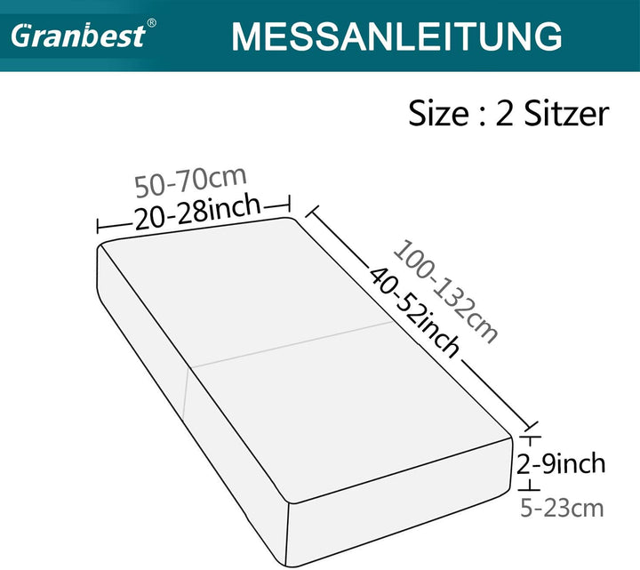 Granbest Premium Wasserdicht Sofa Sitzkissenbezug, High Stretch Jacquard Sitzkissenschutz Sofasitzbe