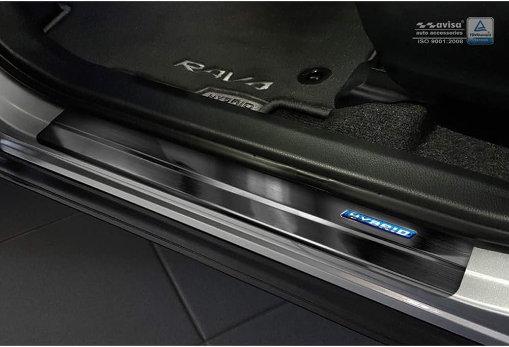 Avisa Black INOX Door sill Protectors Compatible with Toyota C-HR 2016-2019 & Facelift 2019- & RAV4