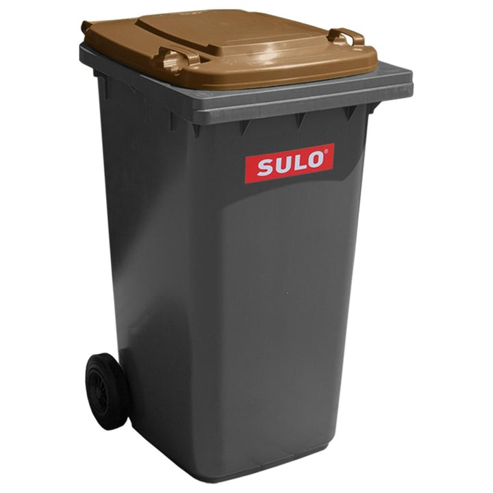 Sulo 80 Liter Mülltonne Grau mit Braunem Deckel MGB 80 Müllbehälter Abfalltonne Made in Germany Extr