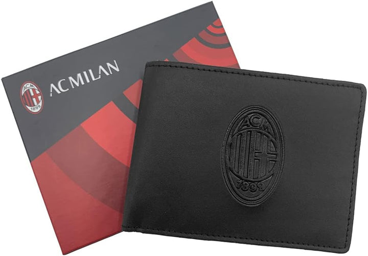 AC Milan 141801, Geldbörse aus Leder, offizielles Produkt für Herren, Schwarz, 125 x 95 x 30 mm