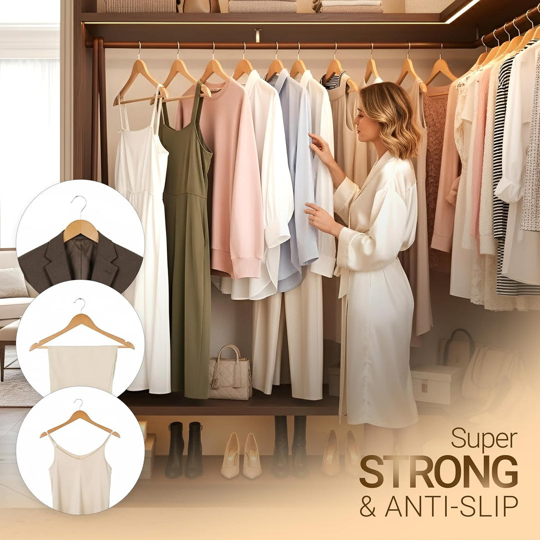 Utopia Home Premium Kleiderbügel Holz 20 Stück, Holzbügel mit 360 Grad Drehbarem Haken, Rutschfester