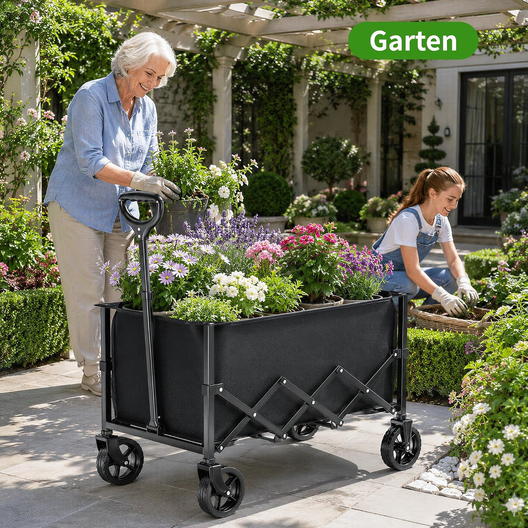 Faltbarer Wagen mit Rädern, zusammenklappbarer Wagen mit verstellbarem Griff, 100L und 550LB grosse