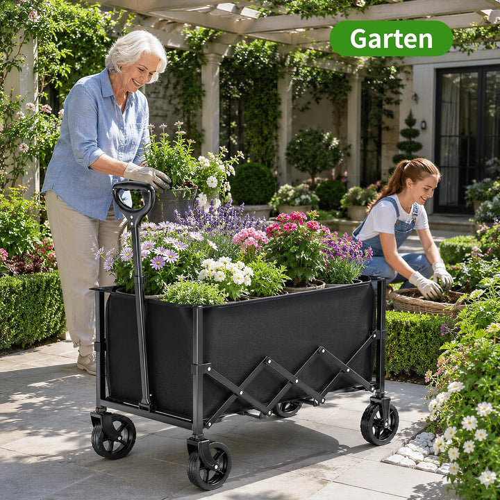 Faltbarer Wagen mit Rädern, zusammenklappbarer Wagen mit verstellbarem Griff, 100L und 550LB grosse