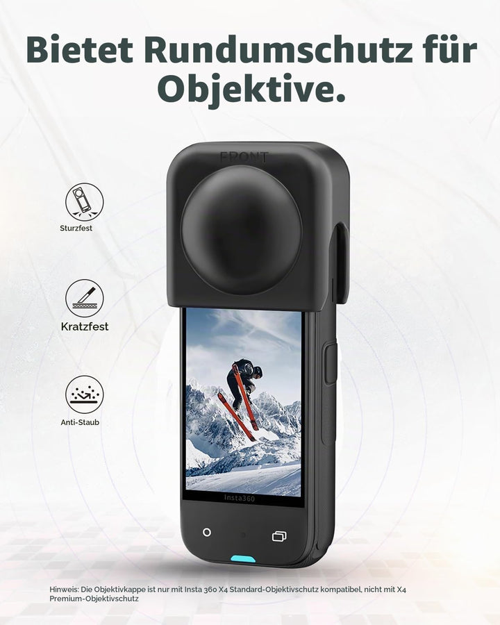 Semaiki Silikonhülle für insta360 X4,Silikonschutz mit Objektivdeckel und 2X Displayschutzfolien kom