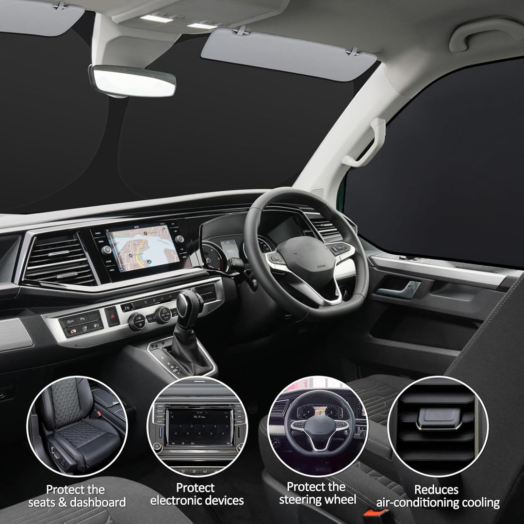 ZATOOTO Sonnenschutz Auto Frontscheibe Innen passend für VW T4, 3PCS Thermomatte Fahrerhaus, Auto So