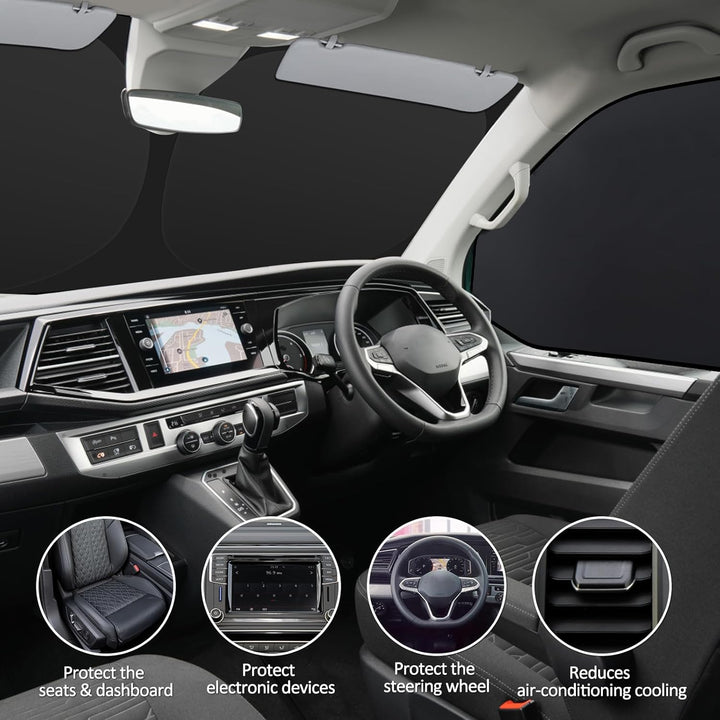 ZATOOTO Sonnenschutz Auto Frontscheibe Innen passend für VW T4, 3PCS Thermomatte Fahrerhaus, Auto So