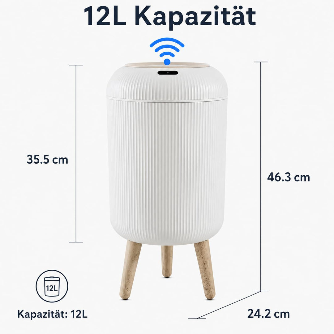 Automatischer Mülleimer mit Sensor 12L - Elektrischer Mülleimer mit Deckel für Küche & Badezimmer -