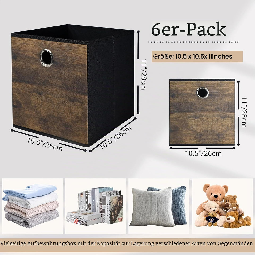 Haltbare Aufbewahrungswürfel Behälter mit Holzkorn,Verdickte Stoffbox,Aufbewahrungskörbe für offenes