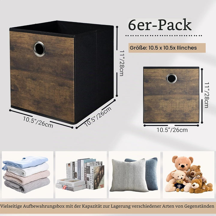 Haltbare Aufbewahrungswürfel Behälter mit Holzkorn,Verdickte Stoffbox,Aufbewahrungskörbe für offenes