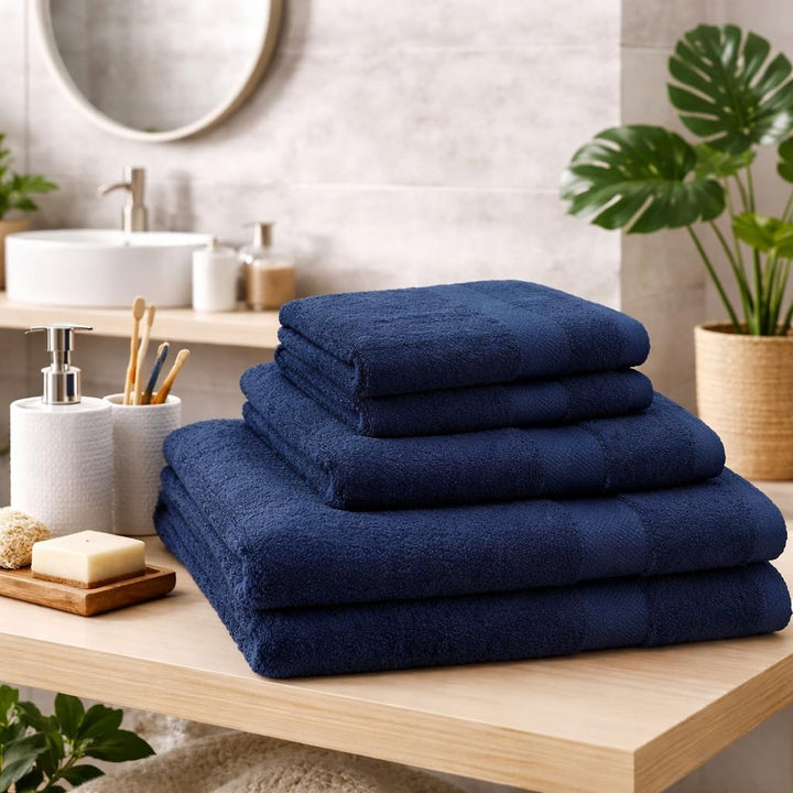 Betz 4-TLG. Handtuch-Set Premium 100% Baumwolle 2 Duschtücher 2 Handtücher Farbe dunkelblau, Dunkelb