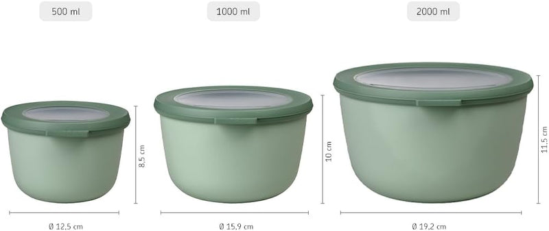 Mepal - Multischale Cirqula Round Set 3-teilig - Vorratsdosen mit Deckel - Geignet als Aufbewahrungs