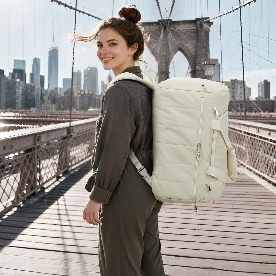 G4Free 45L Grosse Sporttasche für Damen mit Mehreren Reissverschlussfächern Beige 45L, Beige 45L