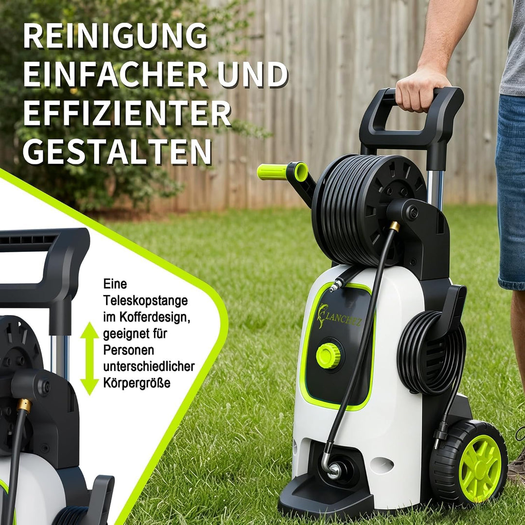 Hochdruckreiniger 120 bar 360 L/h, 7-in-1 Zubehör Set mit 500 ml Schaumsprüher, Schnellkupplungen, S