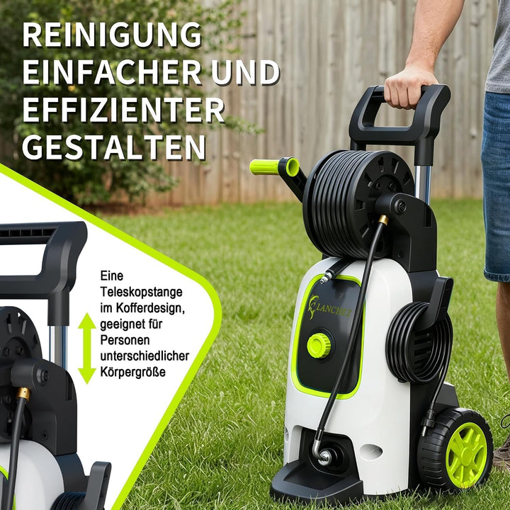 Hochdruckreiniger 120 bar 360 L/h, 7-in-1 Zubehör Set mit 500 ml Schaumsprüher, Schnellkupplungen, S