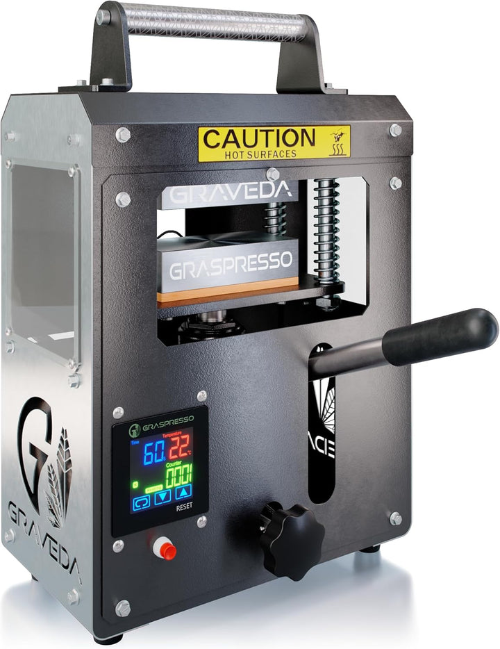 Graspresso - 5T Rosin Press mit 5 Tonnen Hydraulik Zylinder - Kolophonium Presse, 12 x 6 cm Platten