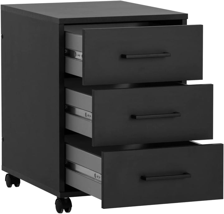 Schildmeyer Rollcontainer Ruby, Holzwerkstoff, schwarz matt, 40 x 50 x 57 cm, Schwarz Matt