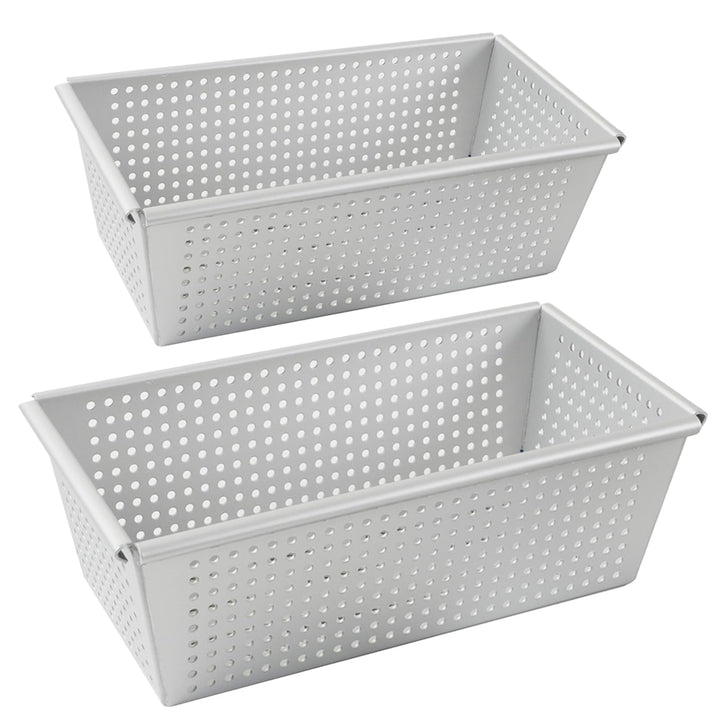 Auddemg Perforierte Kastenform Kuchen 2er-Pack, 20/25 cm, Rechteckig Brotbackform aus Eloxiertes Alu