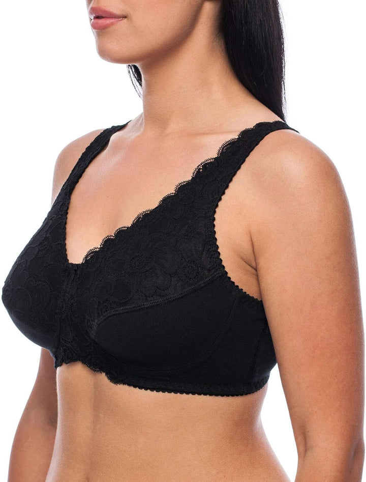 frugue Damen Kompressions BH nach Brust Op, mit Taschen 75D Schwarz, 75D Schwarz