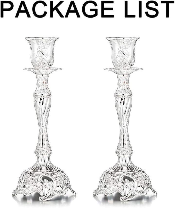 Sziqiqi 2er Set Kerzenständer Kerzenhalter Kerzenleuchter in Silber für schabbat Kerzen, Metall Deko