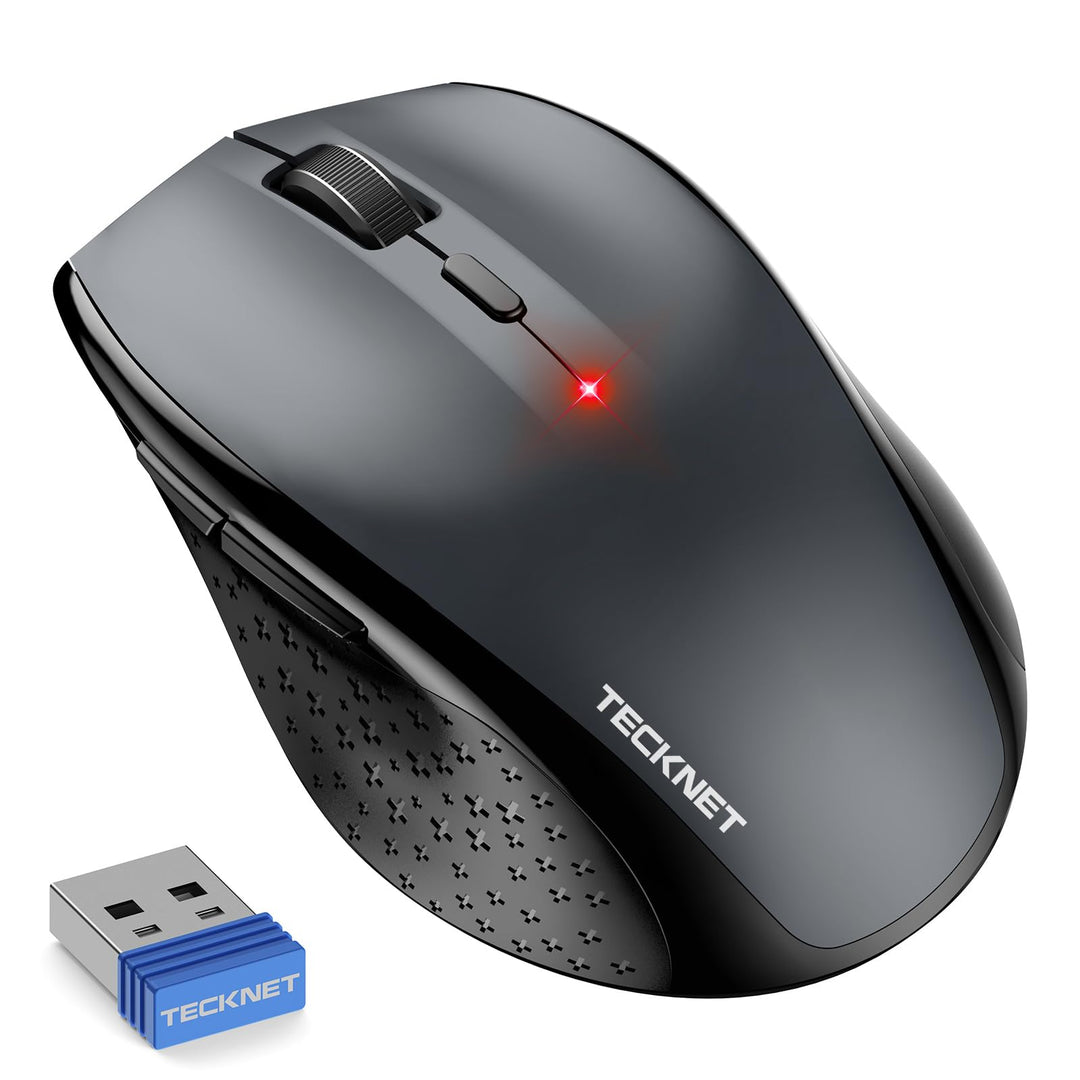 TECKNET Silent Maus Kabellose, 4800DPI 2.4GHz Leise Funkmaus mit Nano Empfänger, Side Control, Ohne
