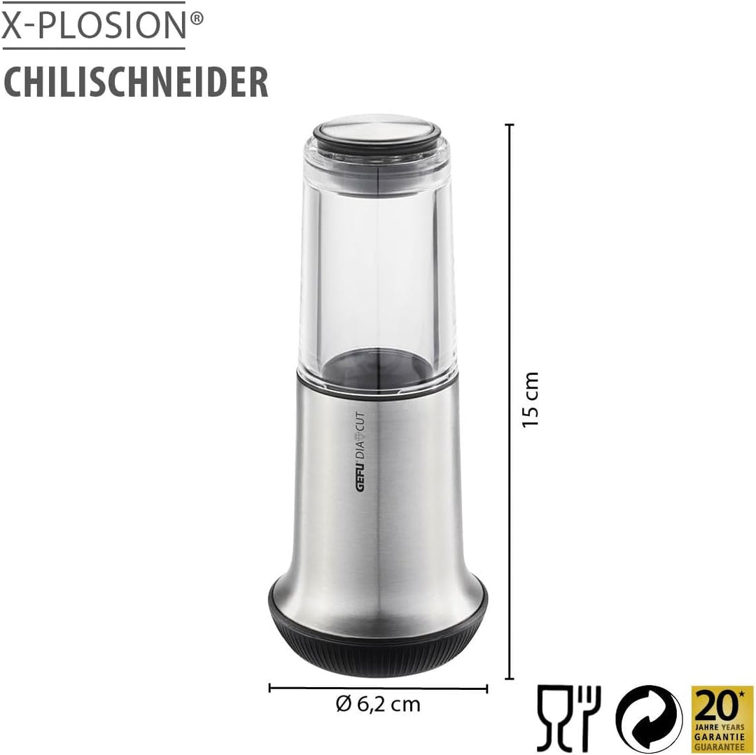 GEFU Chilischneider X-PLOSION - Chili Mühle & Gewürzschneider für Chilis und andere Gewürze - Schwar