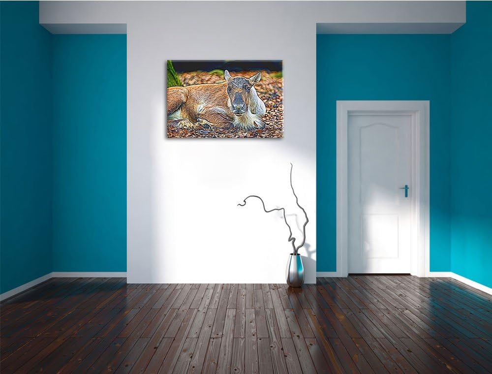 junger Elch Deluxe Format: 100x70 cm auf Leinwand, XXL riesige Bilder fertig gerahmt mit Keilrahmen,
