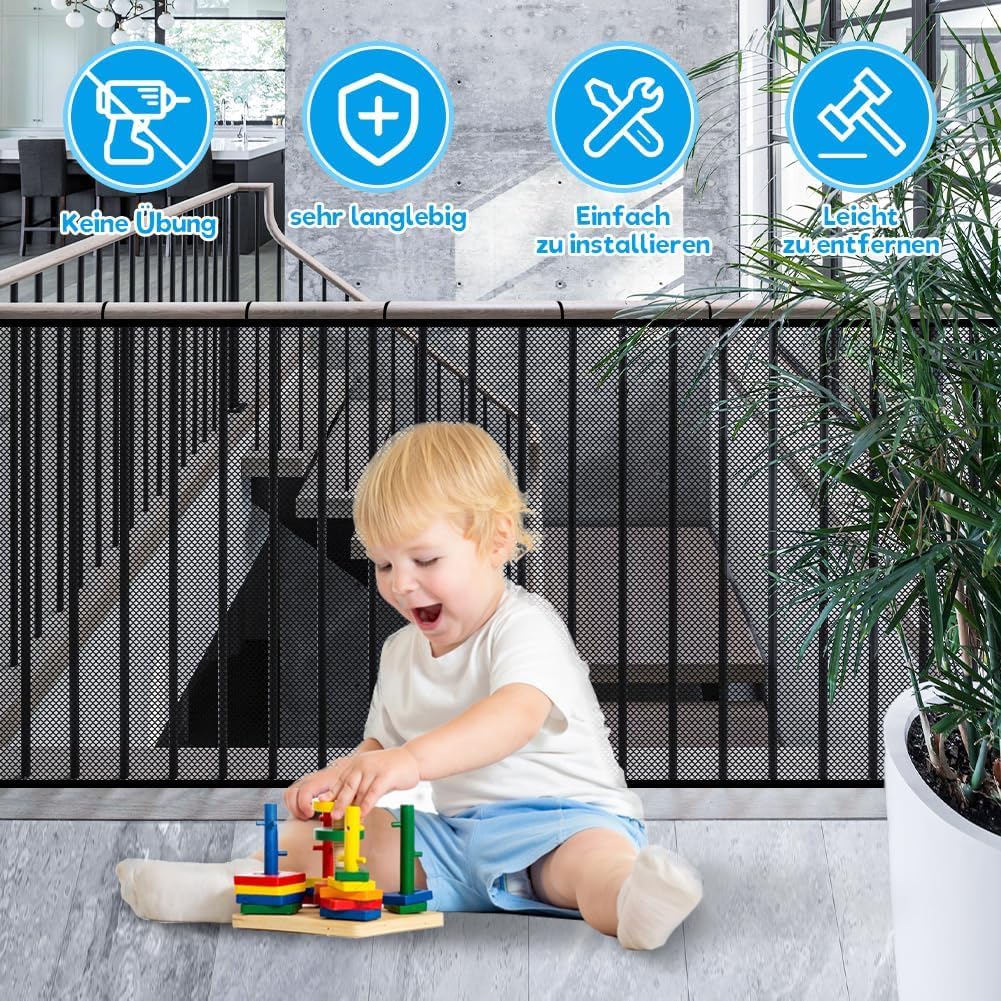 Kinder Sicherheitsnetz,450x90cm Kinder Treppenschutznetz,Baby Balkon Geländer 4.5 Meter Treppenhaus