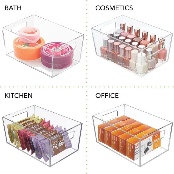 mDesign 2er-Set Ablagebox mit integrierten Griffen – transparente Aufbewahrungsbox mit ansprechendem