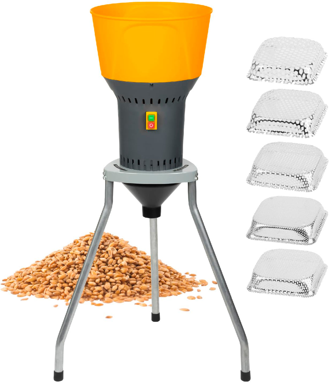 STREND PRO Getreidemühle Elektrisch 1300W | mit 5 Siebe | Professionelle Elektrische Getreidemühle f