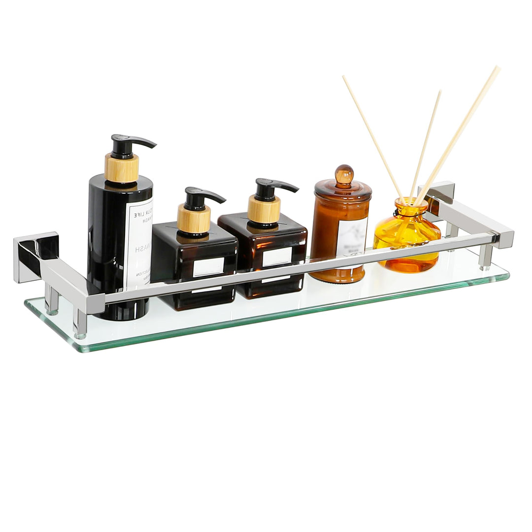 SAYAYO Duschablage Edelstahl, Duschregal Poliert Glasregal Badezimmer Regal Duschkorb Shampoo Halter