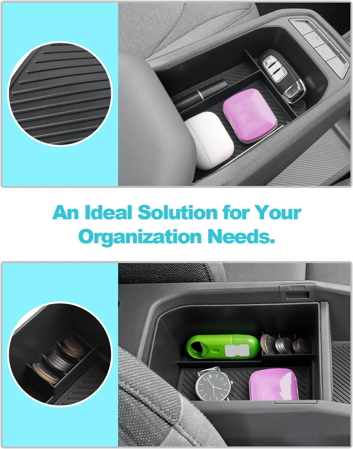 [2 Stück] CDEFG Kompatibel mit Kia EV3 2025 2026 Mittelkonsole Organizer + Armlehne Aufbewahrungsbox