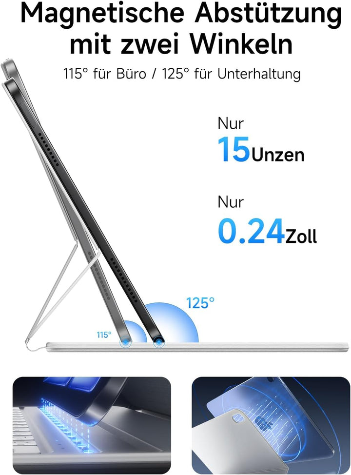 HOU Slim Bluetooth Tastatur Hülle für iPad 11. Gen 2025 (A16) & 10. Gen 2022 – Tastatur per iPad Auf