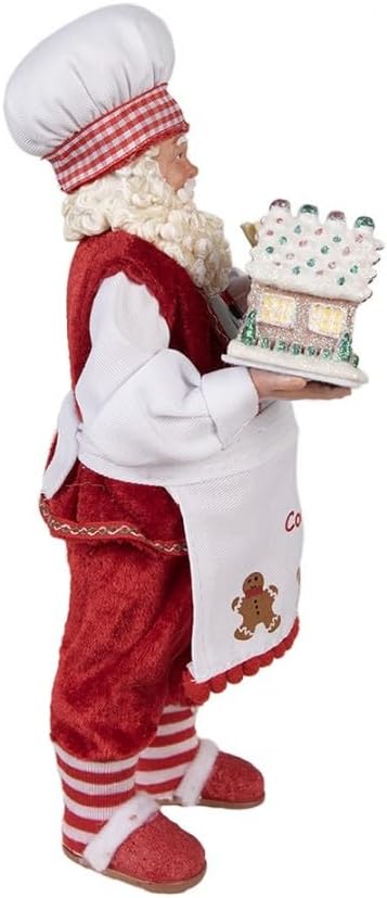 Clayre & Eef Figur Weihnachtsmann 28 cm Rot Textil auf Kunststoff Weihnachtsfigur