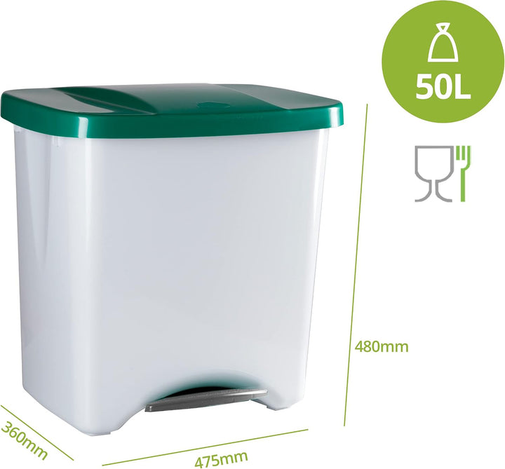 Denox Ecosystem Abfalleimer, 50 l Zentimeter Verde y gris claro Grün, Grün