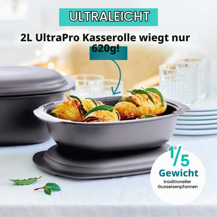 TUPPERWARE UltraPro 2,0L Backform grau Bräter Ultra Pro H30 Auflaufform Form