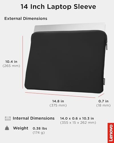 Lenovo Basic Laptophülle 14 Zoll Notebook/Tablet kompatibel mit MacBook Air/Pro Neopren Material - W