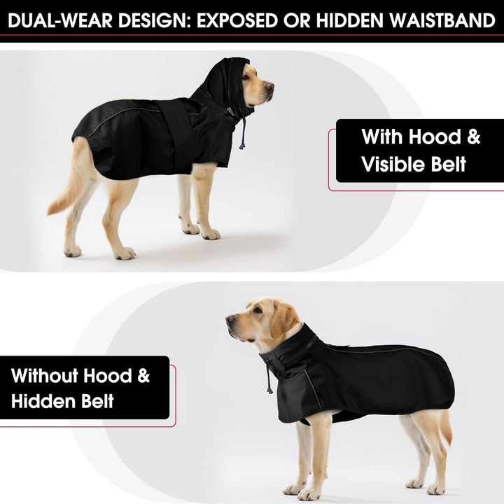 Hunde-Regenmantel – wasserdicht und reflektierend, verstellbare Passform mit Loch für die Leine und