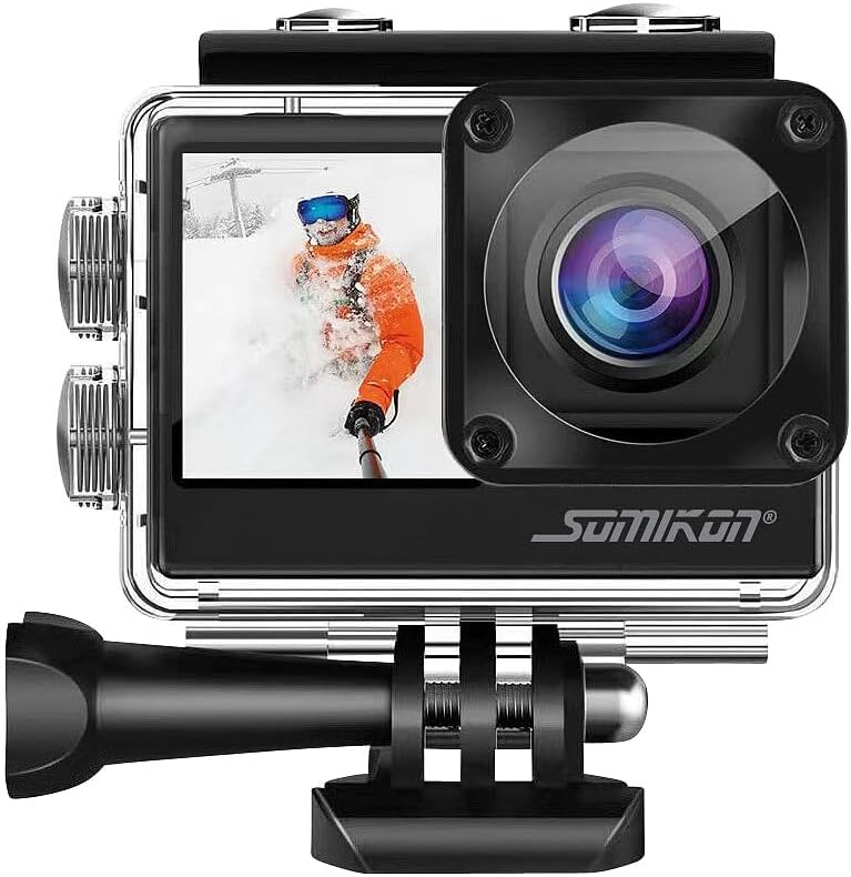 Somikon Action Kamera: 6K-Actioncam mit 2 Farbdisplays, WLAN, Bildstabilisierung, Sony-Sensor (Outdo
