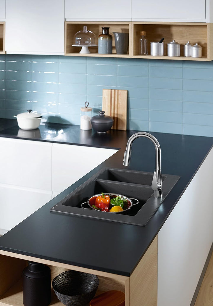 hansgrohe Talis S Einhebel-Küchenarmatur, Komfort-Höhe 160 mm, mit Ausziehbrause, Chrom Auslaufhöhe