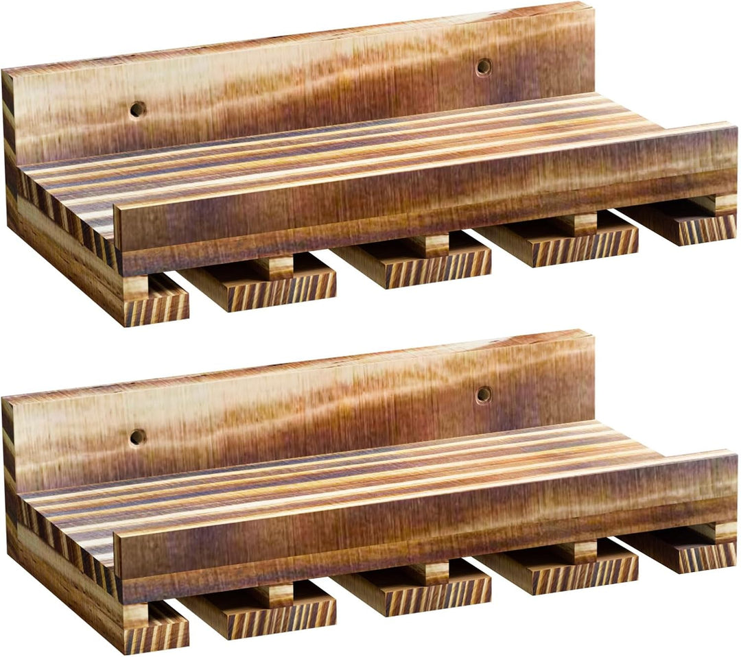 Yorbay 2er-Set Wand Holz Weinregal: Vintage Wandbar aus Beflammtem Palettenholz mit Weinglasregal fü