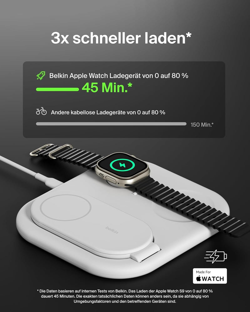 Belkin BoostCharge Ladegerät induktive 3-in-1 Ladestation Qi2, 15 W, klappbar MagSafe-kompatibles St